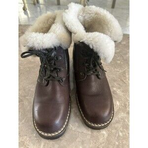 Blondo Women's Brown Leather Genuine Shearling Lined Waterproof Boots Size 10 B